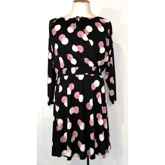 NWT LULAROE Jody Stretch Black Pink Polka Dot Summer Dress Pockets Sz XL - Picture 3 of 16